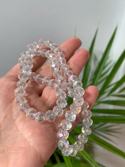 Tira de cuentas de 8 mm transparentes