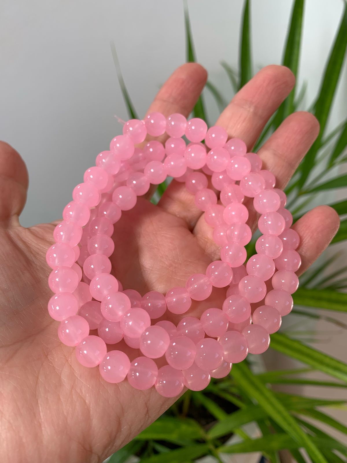 Cuentas de vidrio rosa de 8mm (100 unidades)