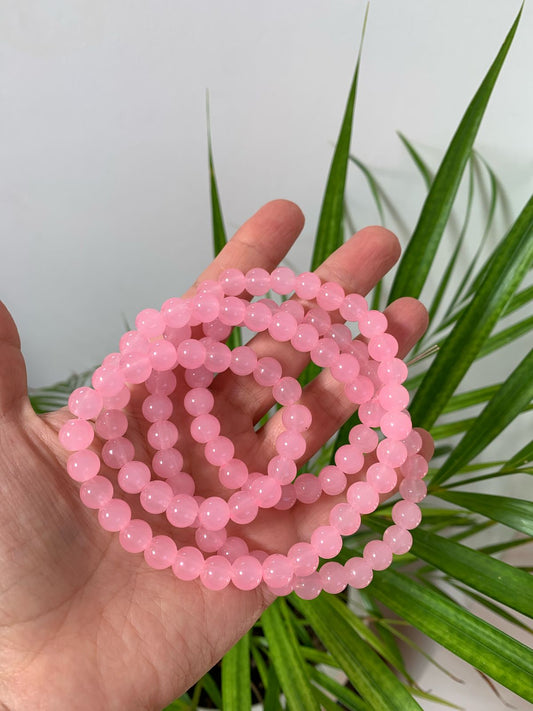 Cuentas de vidrio rosa de 8mm (100 unidades)