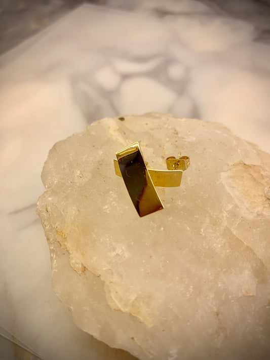 Base de Aro de Acero Inoxidable con Baño de Oro 18k Rectangular