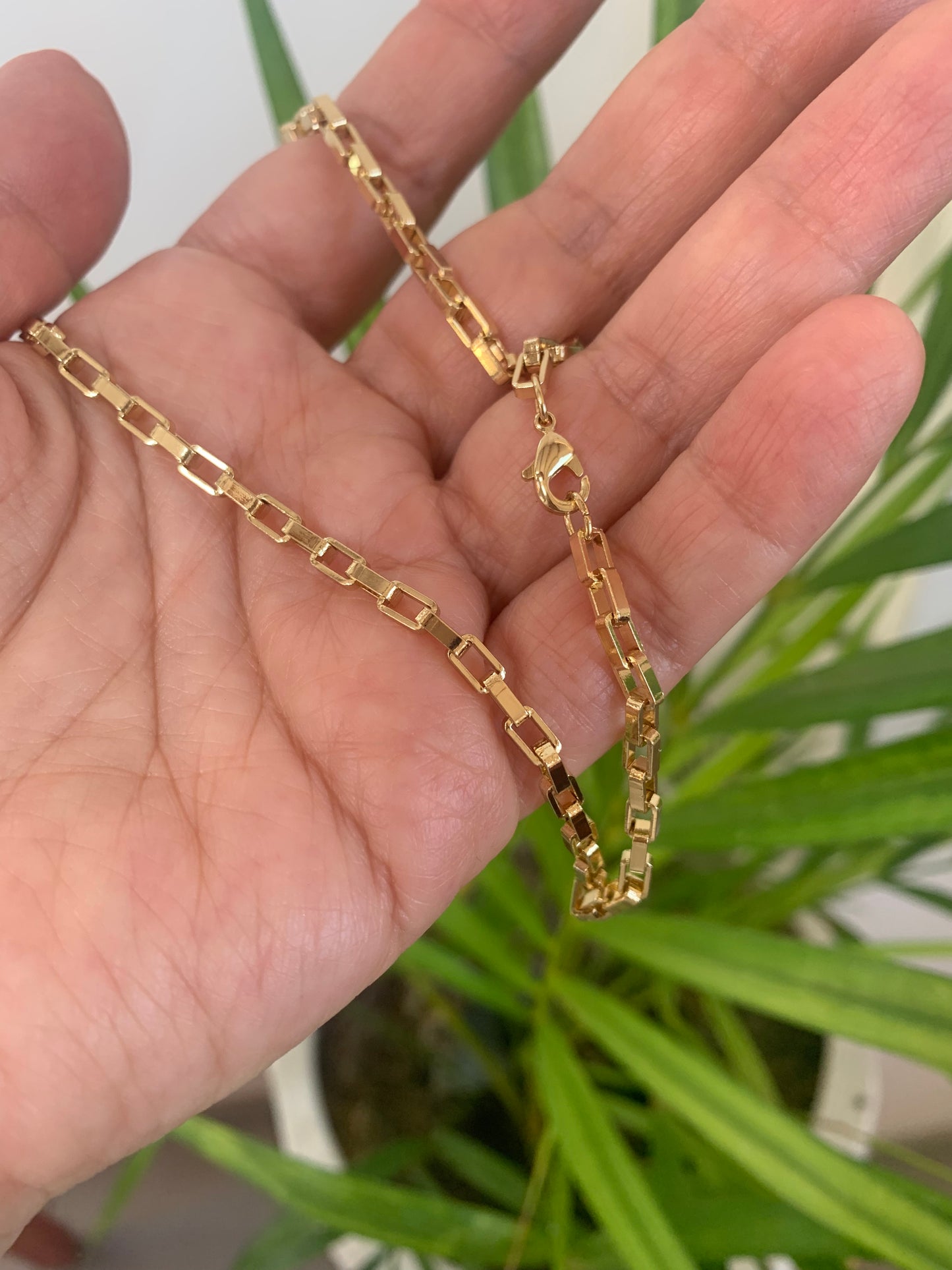 Cadena Brasileña de Acero Quirúrgico Chapado en Oro 18k - Diseño Cola de Ratón 3D