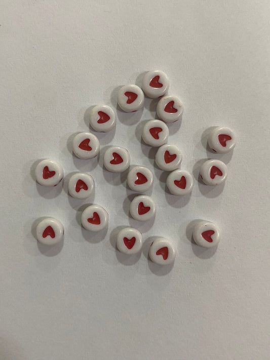 Cuentas de corazón rojo 6mm (60 unidades)