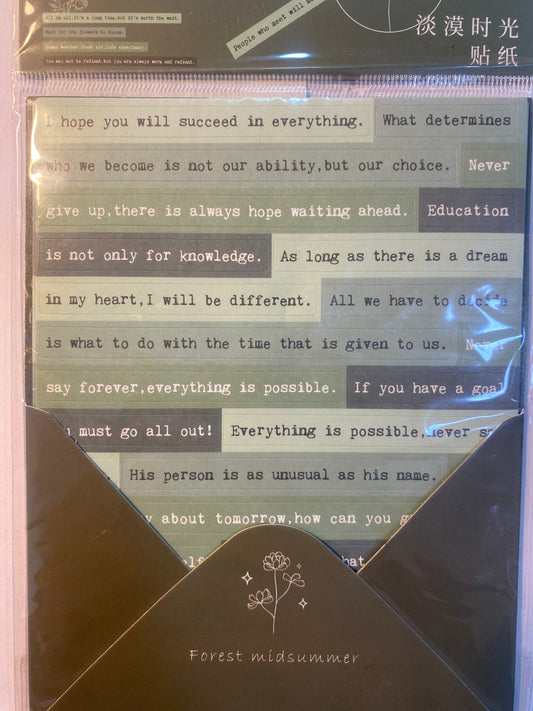 Stickers de frases motivacionales verdes (6 tiras)