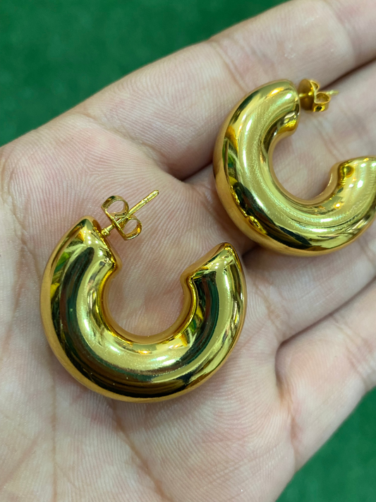 Argollas lisas de acero doradas