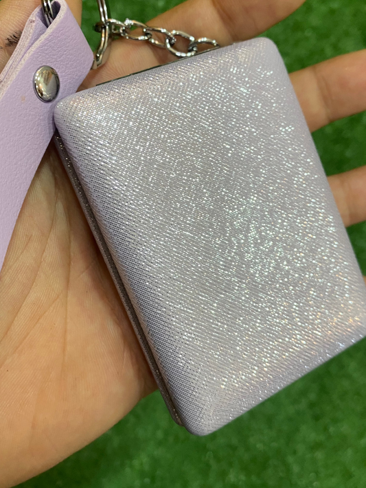 Espejo de mano lila brillante en forma rectangular