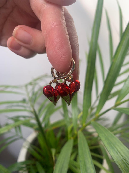 Aro de Corazón Bañado en Oro Esmaltado