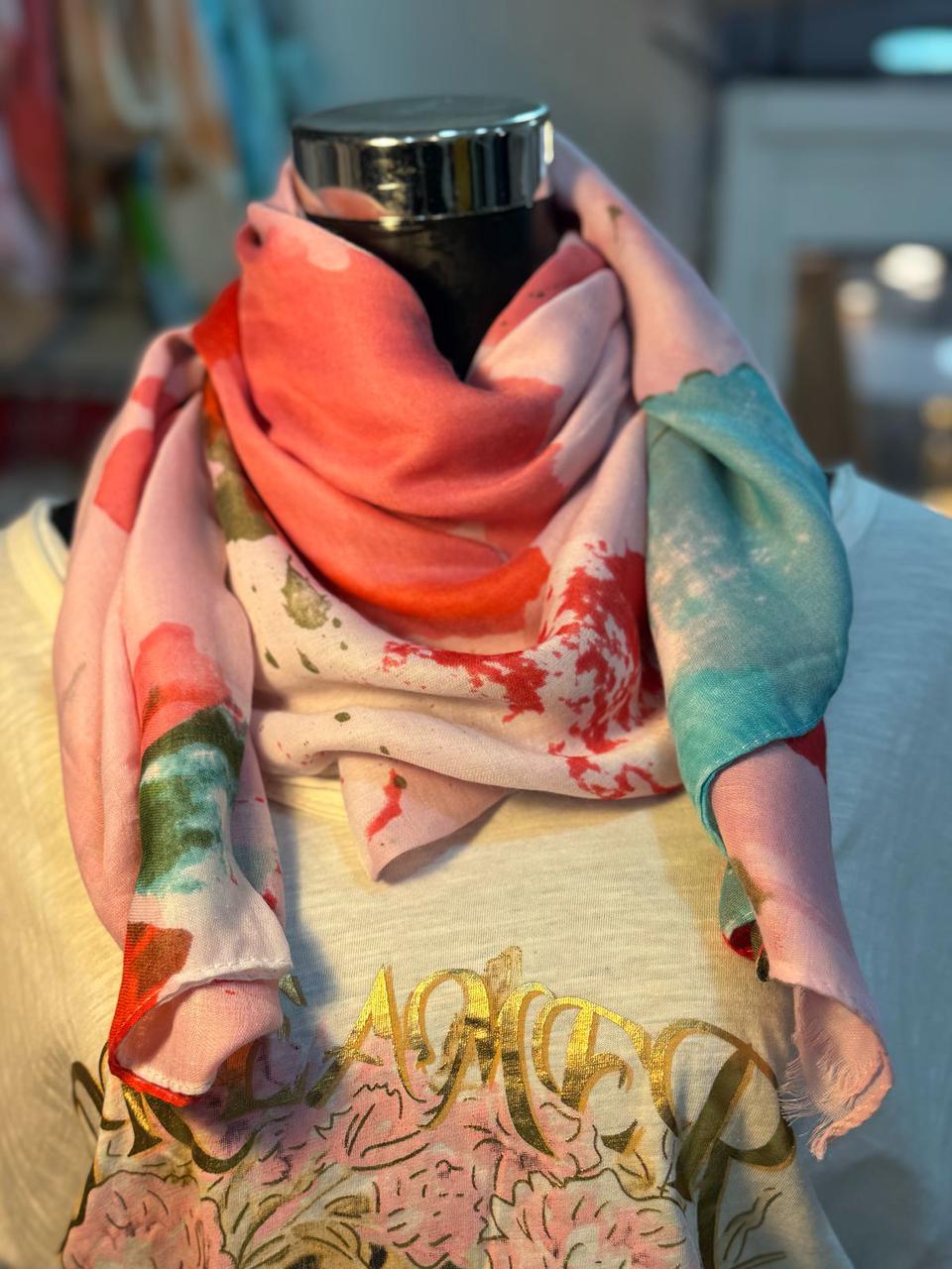 Pañuelo rosado con verde