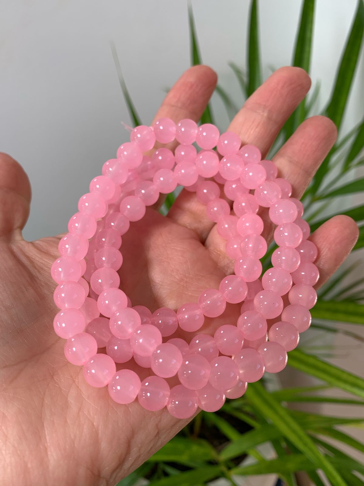 Cuentas de vidrio rosa de 8mm (100 unidades)