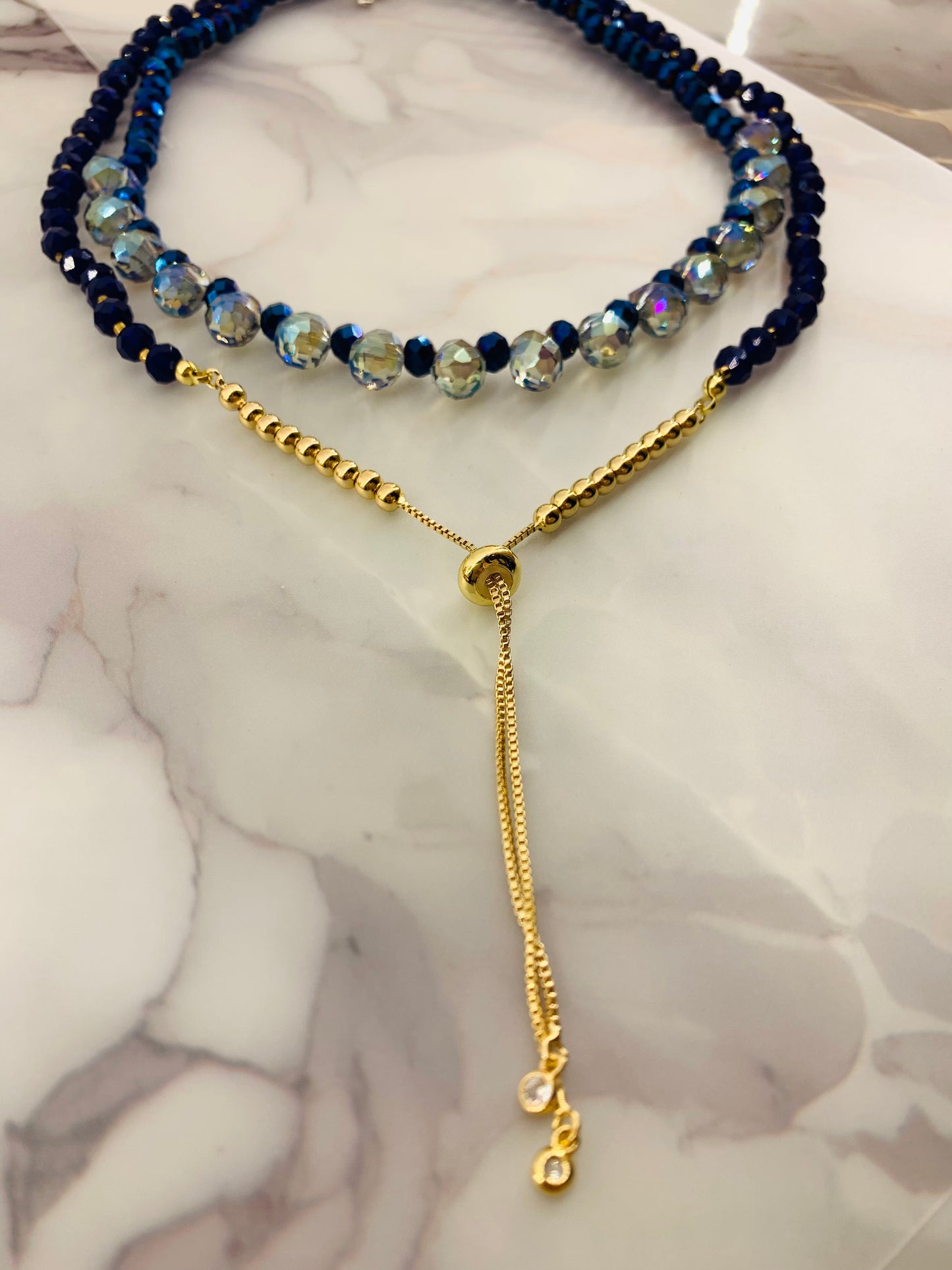 Collar de Cristales Facetados Azul Ultramar 6mm