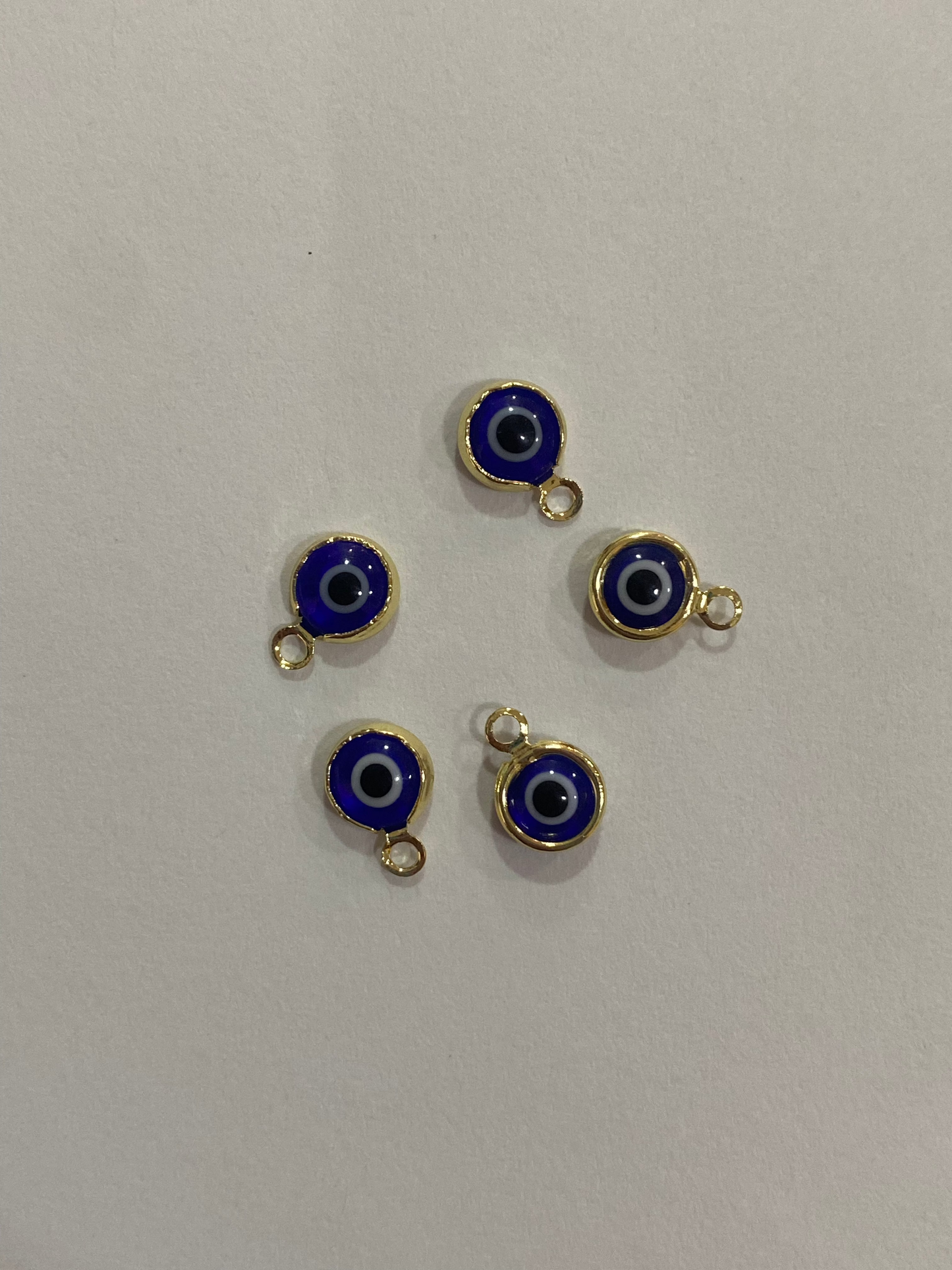 Mini dijes de ojo turco con baño en oro 5 mm (5 unidades)