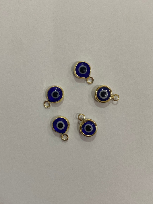Mini dijes de ojo turco con baño en oro 5 mm (5 unidades)