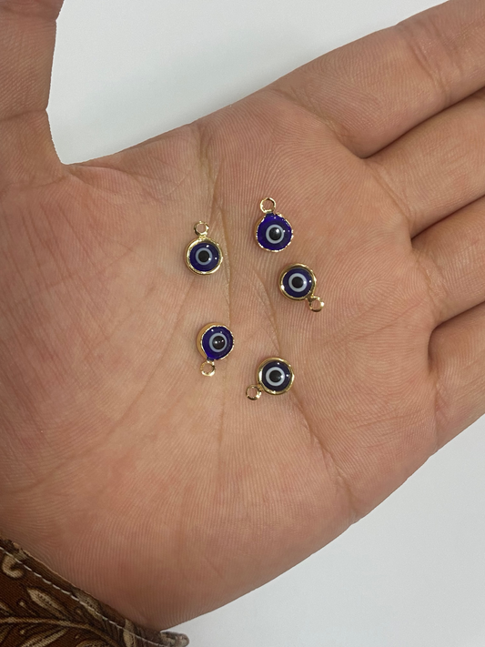 Mini dijes de ojo turco con baño en oro 5 mm (5 unidades)