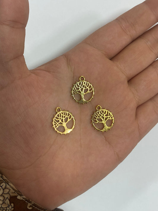 Mini dijes dorados del árbol de la vida 1,5 cm de diámetro (8 unidades)