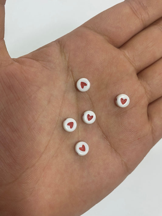 Cuentas de corazón rojo 6mm (60 unidades)