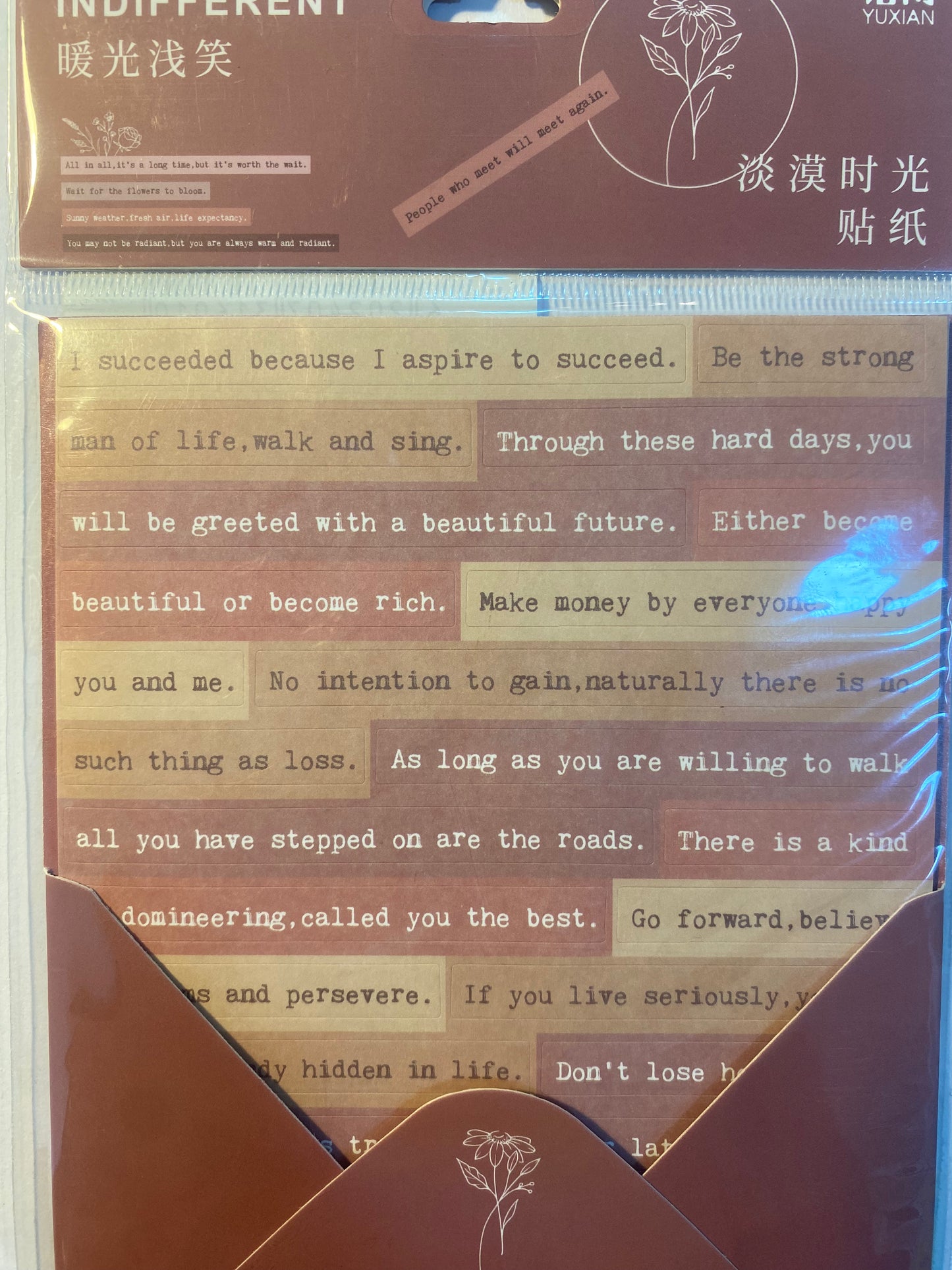 Stickers de frases motivacionales rosas (6 tiras)