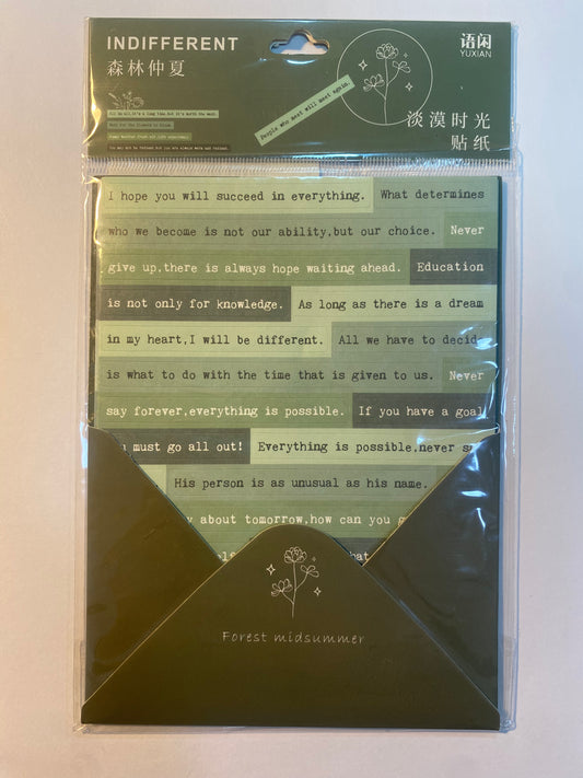 Stickers de frases motivacionales verdes (6 tiras)