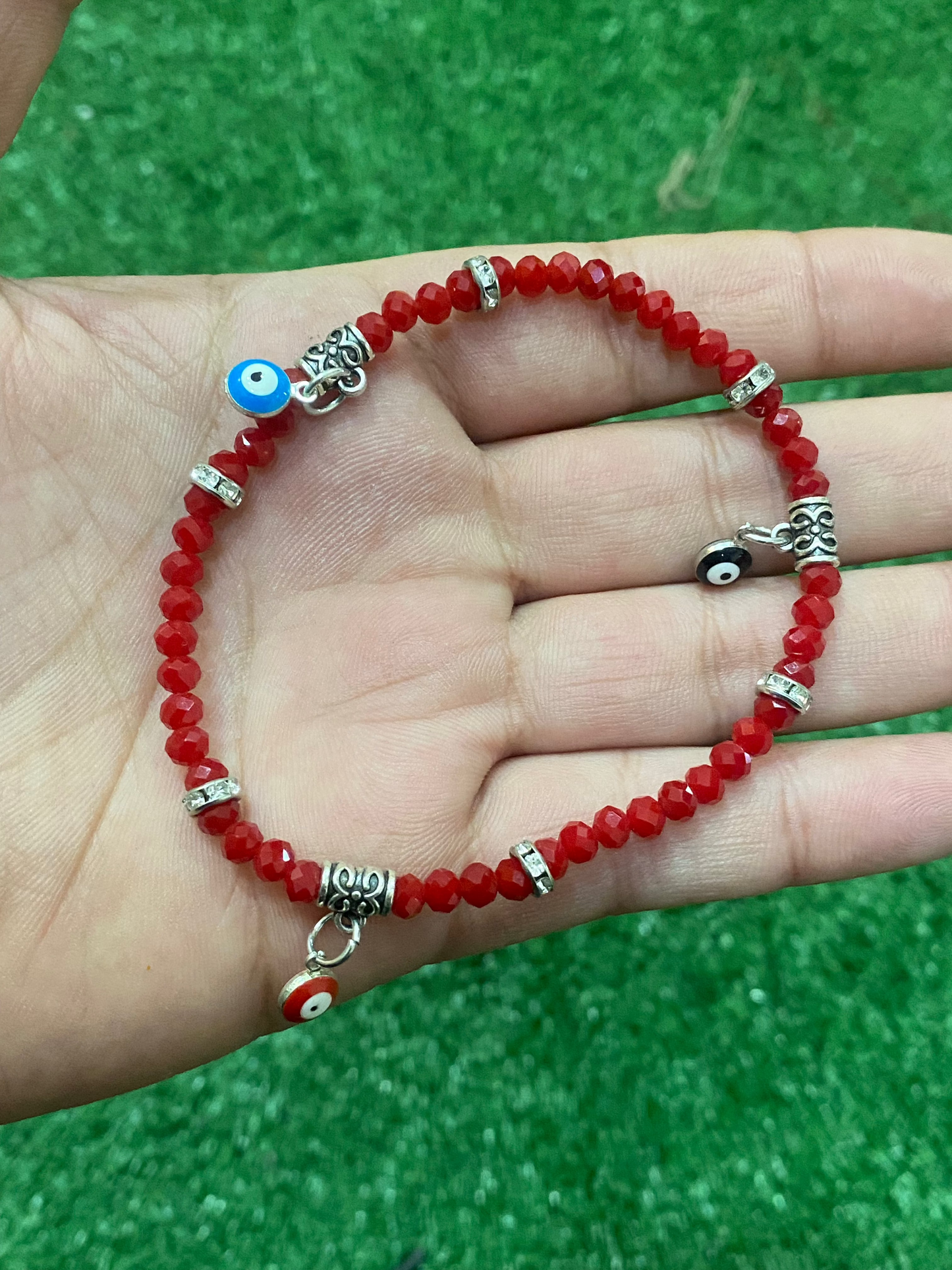 Pack de 3 pulseras rojas con ojos turcos elásticas