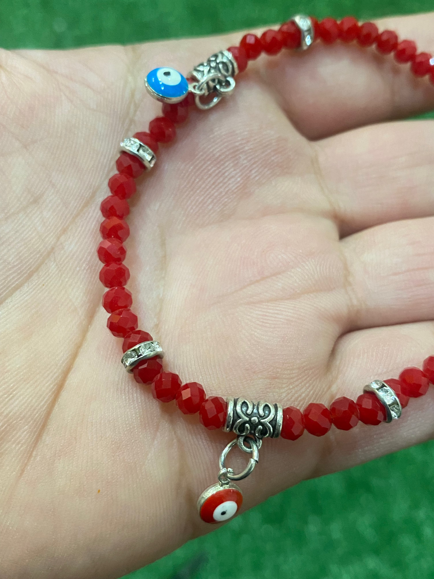 Pack de 3 pulseras rojas con ojos turcos elásticas