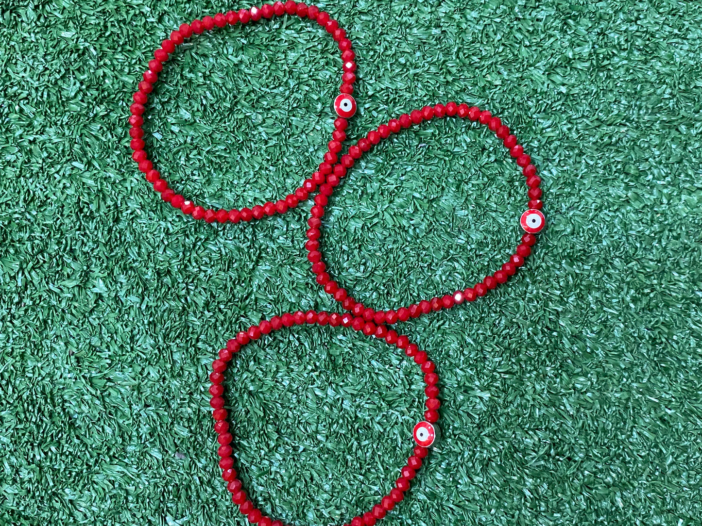 Pack de 3 pulseras rojas elásticas con ojo turco