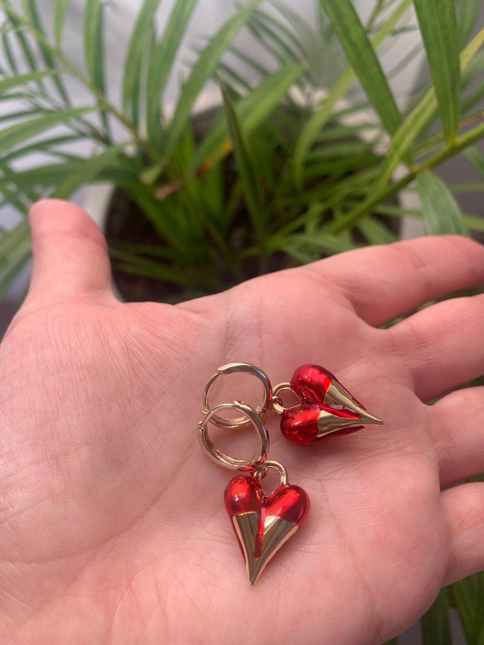 Aro de Corazón Bañado en Oro Esmaltado