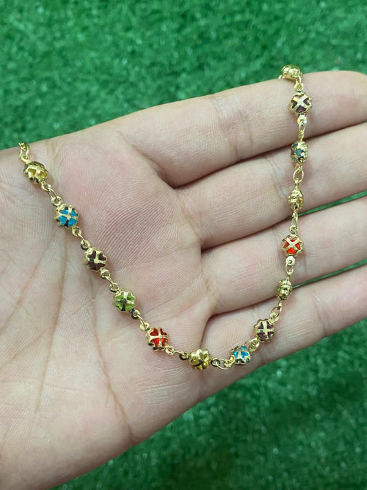Collar de cristales multicolor de cobre en baño en oro