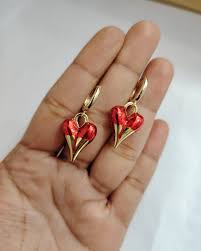 Aro de Corazón Bañado en Oro Esmaltado
